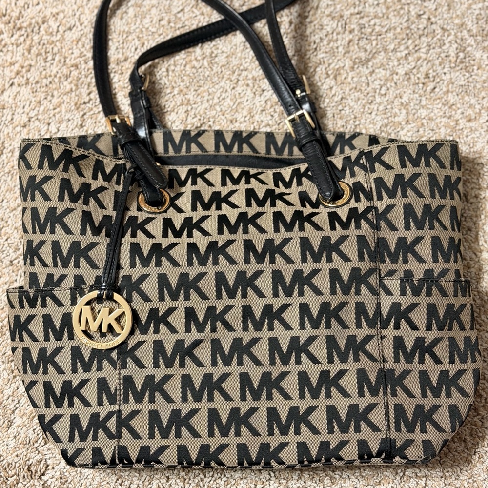 Michael Kors Black and Brown Signature Tote